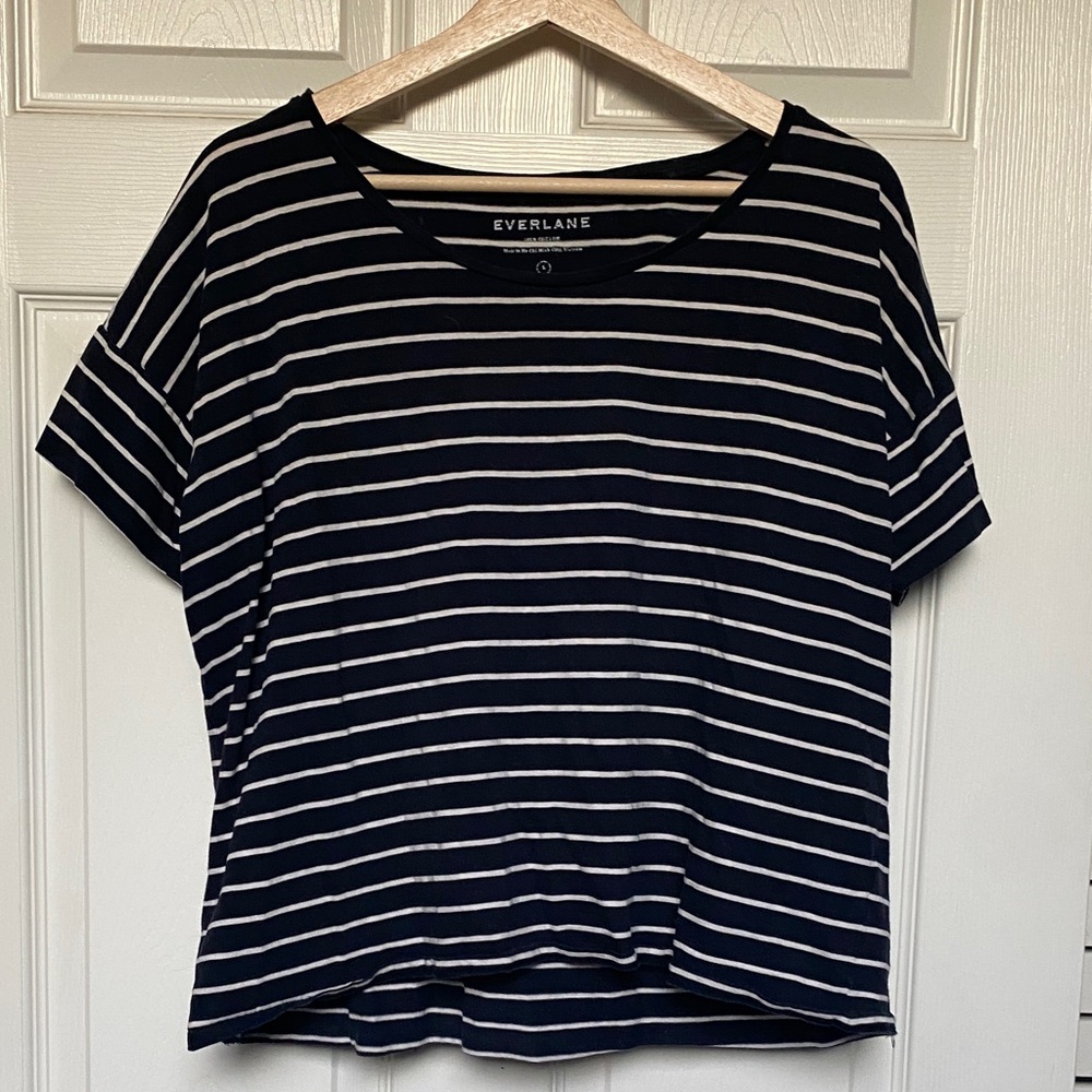 Everlane Black and White Striped Tee
